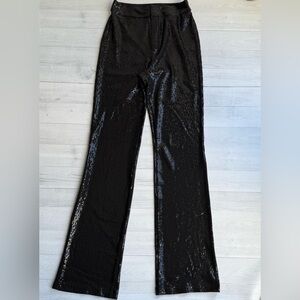 House of Harlow 1960 Black Straight Leg Shiny Pants XS